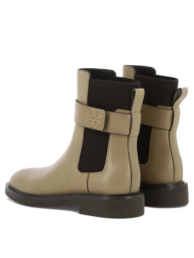 Shop Tory Burch "double T" Ankle Boots In Beige