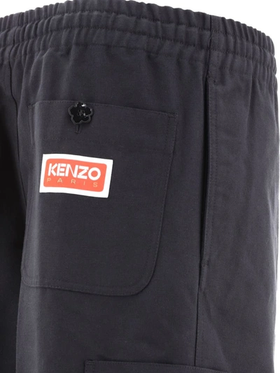 Shop Kenzo " Paris" Cargo Trousers In Black