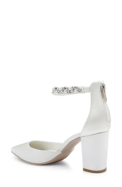 Shop Jewel Badgley Mischka Rissa Ankle Strap Pointed Toe Pump In Ivory