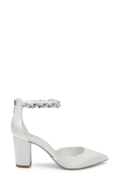 Shop Jewel Badgley Mischka Rissa Ankle Strap Pointed Toe Pump In Ivory