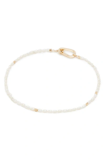 Shop Allsaints Freshwater Pearl Choker Necklace In Pearl/ Gold