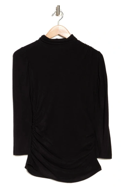 Shop Renee C Turtleneck Brushed Knit Top In Black