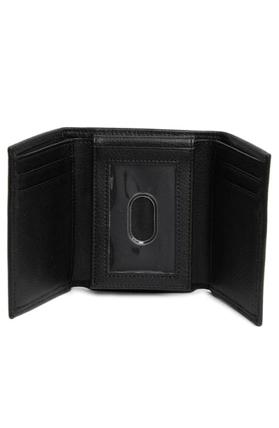Shop Original Penguin Pebbled Leather Trifold Wallet In Black