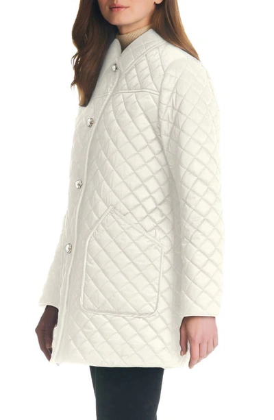Shop Kate Spade Quilted Snap Jacket In Cream