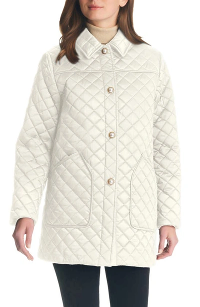 Shop Kate Spade Quilted Snap Jacket In Cream