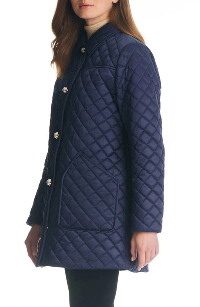 Shop Kate Spade Quilted Snap Jacket In Midnight Navy