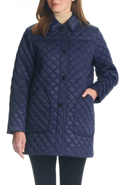 Shop Kate Spade Quilted Snap Jacket In Midnight Navy