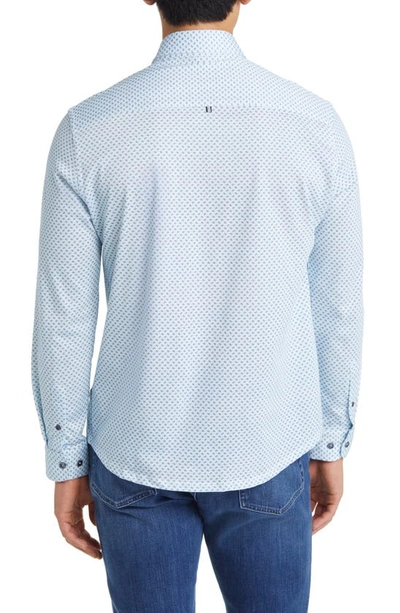 Shop Stone Rose Knot Geo Dry Touch® Performance Jersey Button-up Shirt In Blue