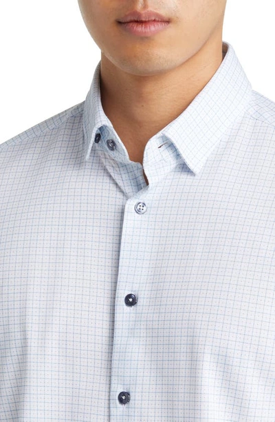 Shop Stone Rose Windowpane Check Dry Touch® Performance Button-up Shirt In Blue