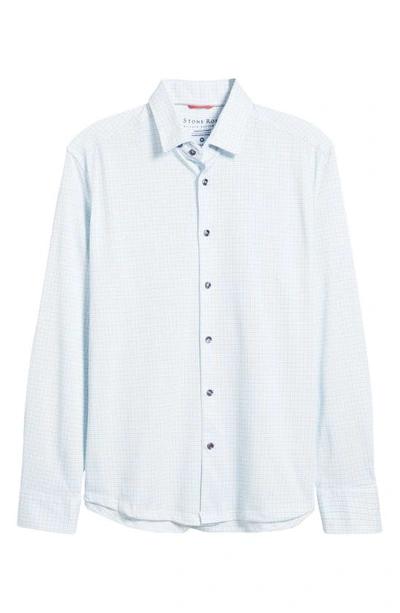 Shop Stone Rose Windowpane Check Dry Touch® Performance Button-up Shirt In Blue