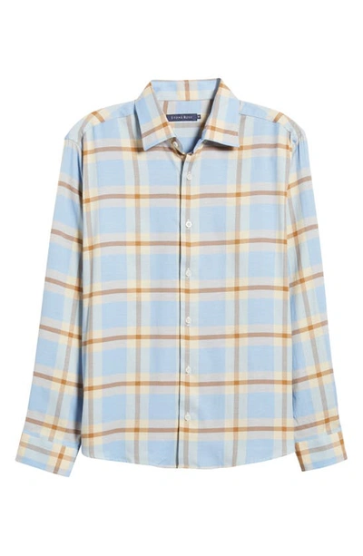 Shop Stone Rose Tartan Plaid Dry Touch® Performance Button-up Shirt In Light Blue