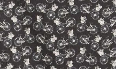 Shop Stone Rose Bicycle Print Stretch Cotton Button-up Shirt In Black