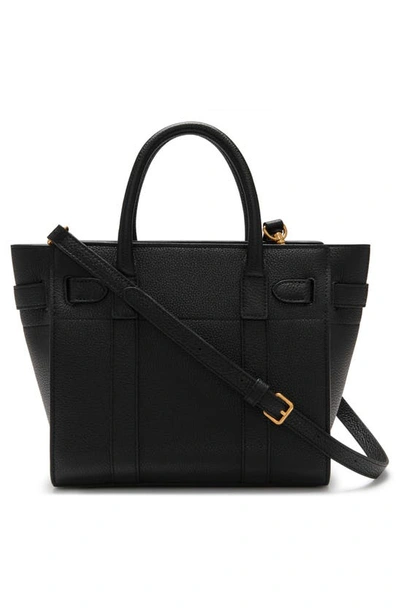 Shop Mulberry Mini Zipped Bayswater Leather Tote In A100 Black