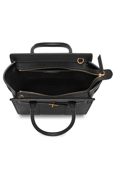 Shop Mulberry Mini Zipped Bayswater Leather Tote In A100 Black