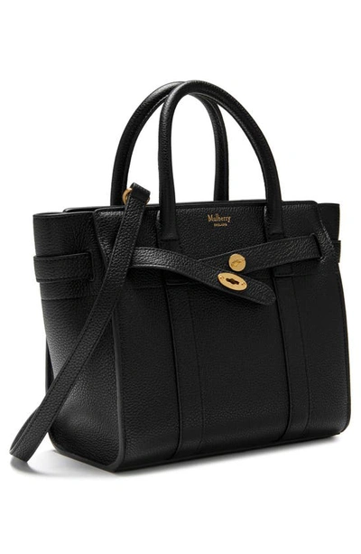 Shop Mulberry Mini Zipped Bayswater Leather Tote In A100 Black