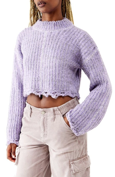 Shop Bdg Urban Outfitters Stitch Detail Marled Crop Sweater In Lilac