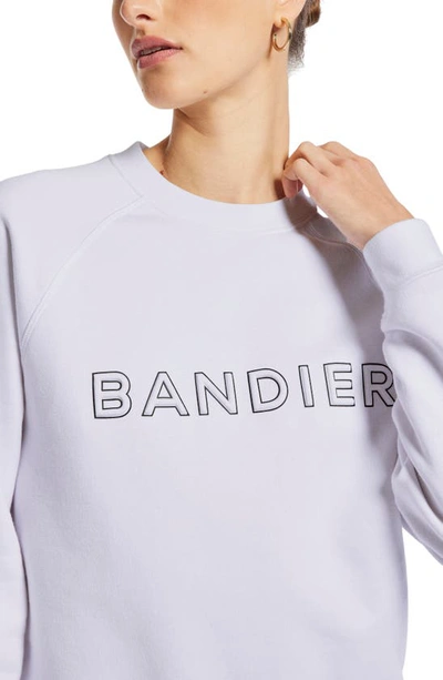 Shop Bandier Logo Crewneck Sweatshirt In White/ Black