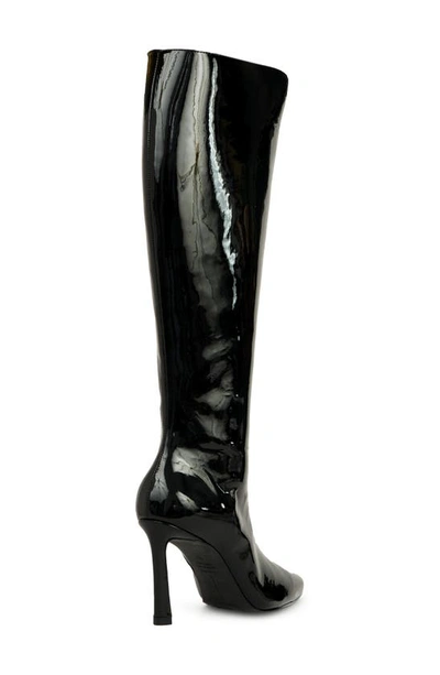 Black Suede Studio Liz Knee High Boot In Black Patent