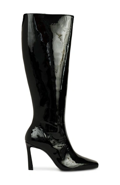 Black Suede Studio Liz Knee High Boot In Black Patent