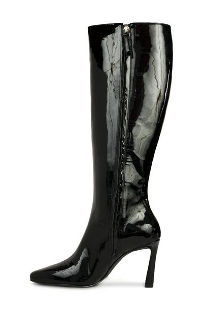 Black Suede Studio Liz Knee High Boot In Black Patent