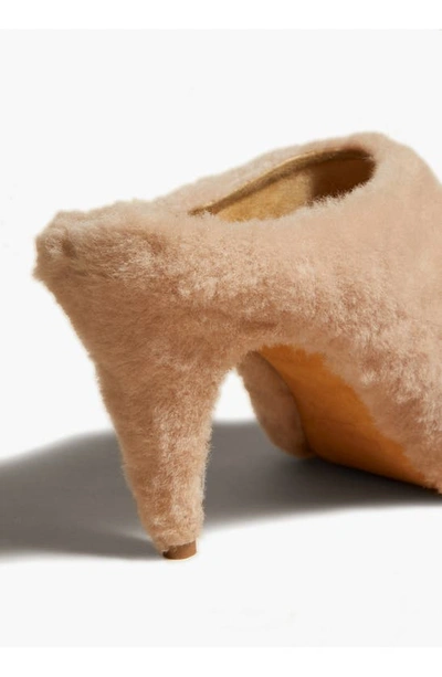 Shop Khaite Marion Peep Toe Genuine Shearling Sandal In Blush