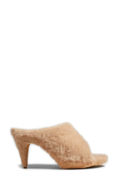 Shop Khaite Marion Peep Toe Genuine Shearling Sandal In Blush