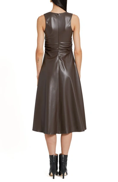 Shop Amanda Uprichard Sabal Faux Leather A-line Dress In Cocoa