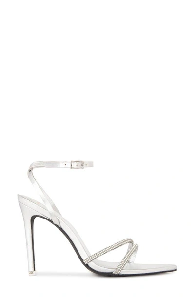 Shop Black Suede Studio Ace Ankle Strap Pointed Toe Sandal In Silver Metallic