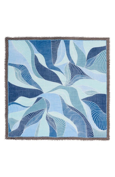 Nordstrom Square Wool Scarf In Blue Warped Lines