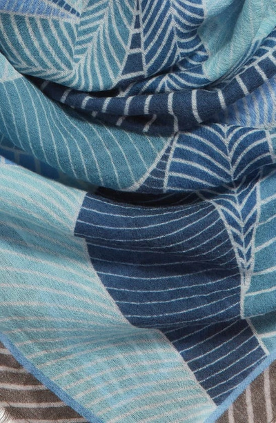 Nordstrom Square Wool Scarf In Blue Warped Lines