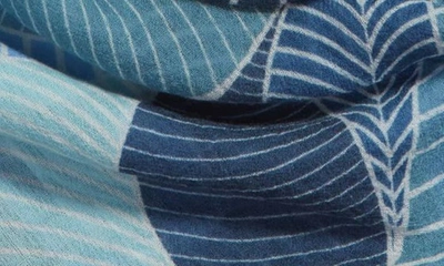 Nordstrom Square Wool Scarf In Blue Warped Lines