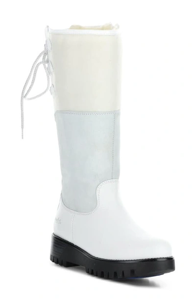 Shop Bos. & Co. Goose Primaloft® Waterproof Boiled Wool Mid Calf Boot In White/ Ice/ Marble Rio/ Suede