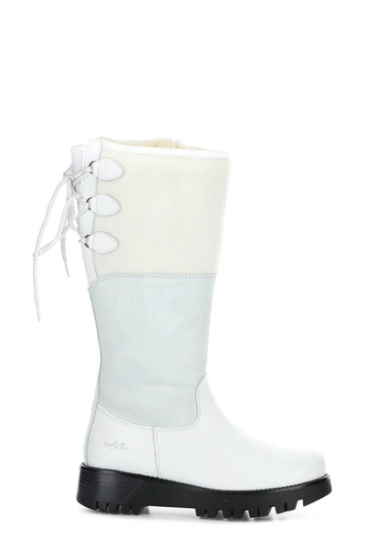 Shop Bos. & Co. Goose Primaloft® Waterproof Boiled Wool Mid Calf Boot In White/ Ice/ Marble Rio/ Suede