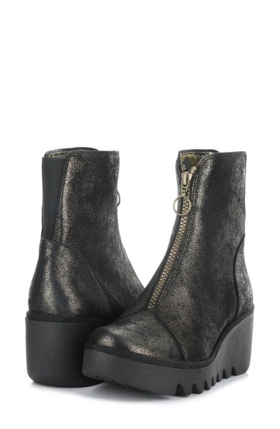 Shop Fly London Boce Wedge Bootie In Graphite