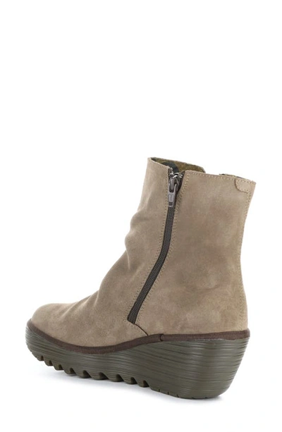 Shop Fly London Yopa Platform Wedge Bootie In 003 Taupe/ Expresso