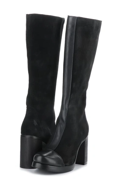 Fly London Susi Knee High Platform Boot In Black