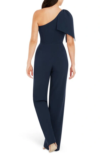 Shop Dress The Population Tiffany One-shoulder Jumpsuit In Midnight Blue