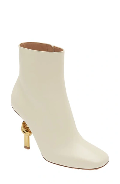 Shop Bottega Veneta Knot Heel Bootie In Sea Salt