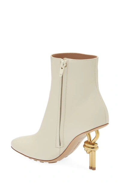 Shop Bottega Veneta Knot Heel Bootie In Sea Salt