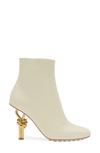 Shop Bottega Veneta Knot Heel Bootie In Sea Salt