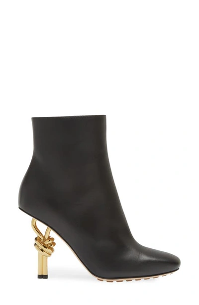 Shop Bottega Veneta Knot Heel Bootie In Black