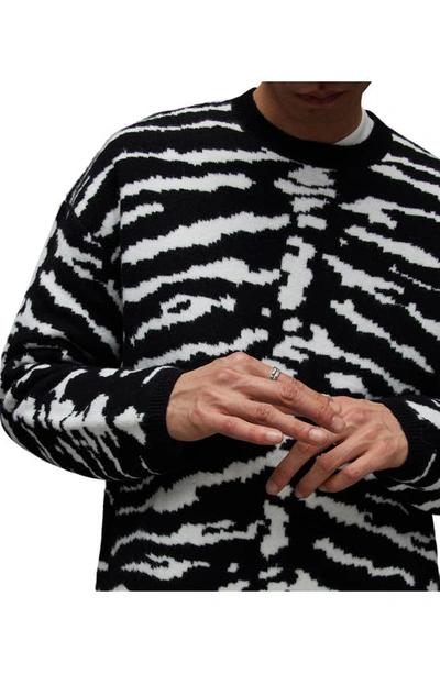 Shop Allsaints Skellicat Crewneck Sweater In Black/ Ecru