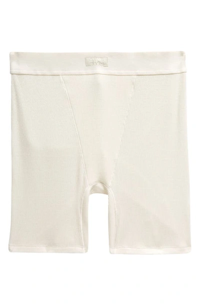 Skims Cotton Ribbed Boxer Shorts In Marble