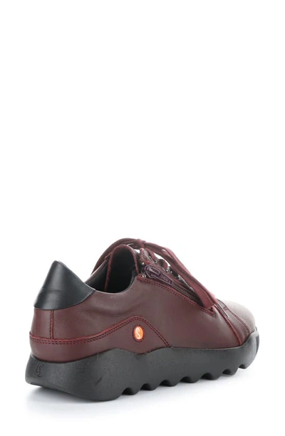 Softinos By Fly London Whiz Sneaker In Dk Red/ Black Smooth Leather