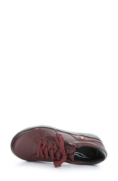 Softinos By Fly London Whiz Sneaker In Dk Red/ Black Smooth Leather