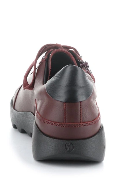 Softinos By Fly London Whiz Sneaker In Dk Red/ Black Smooth Leather