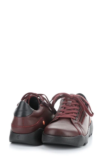 Softinos By Fly London Whiz Sneaker In Dk Red/ Black Smooth Leather