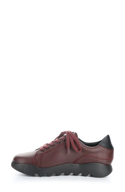 Softinos By Fly London Whiz Sneaker In Dk Red/ Black Smooth Leather