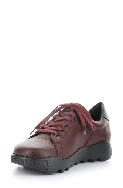 Softinos By Fly London Whiz Sneaker In Dk Red/ Black Smooth Leather