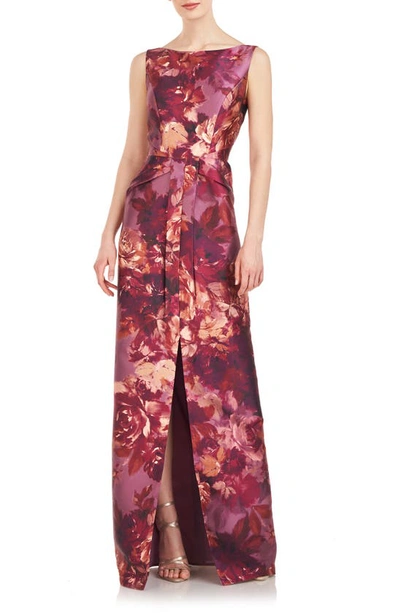 Shop Kay Unger Marlowe Column Gown In Garnet Multi